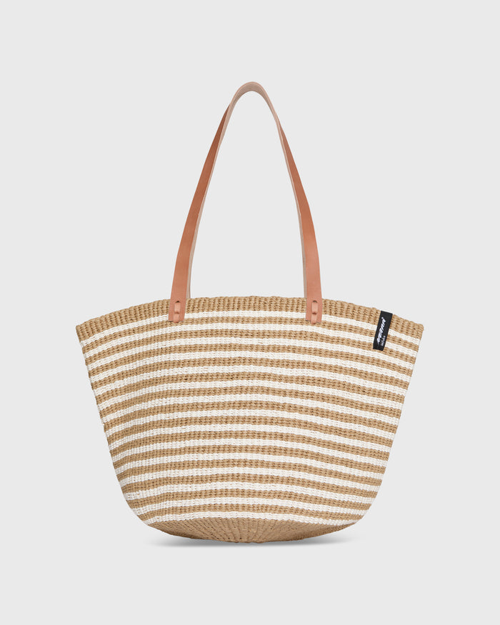 Kiondo Shopper Basket in Thin Brown Stripes