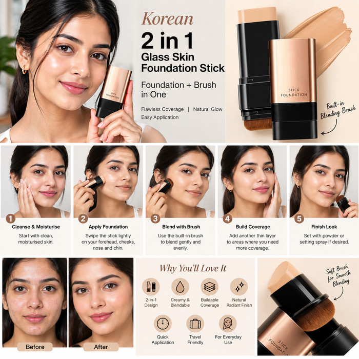 Korean 2 in 1 Glass Skin Foundation Stick