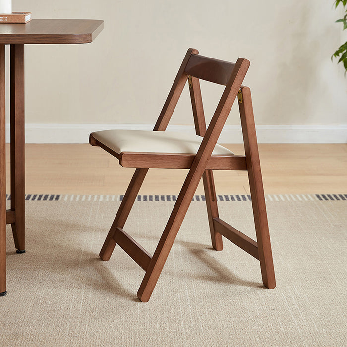 Kurt Rubberwood Foldable Dining Chair with Upholstered Seat Cushion Walnut Color