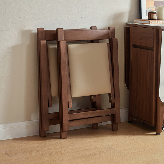 Kurt Rubberwood Foldable Dining Chair with Upholstered Seat Cushion Walnut Color