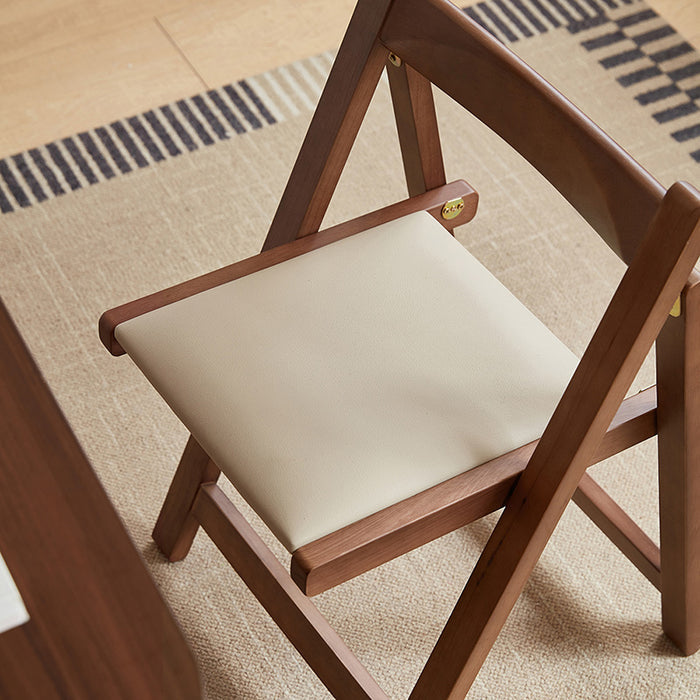 Kurt Rubberwood Foldable Dining Chair with Upholstered Seat Cushion Walnut Color
