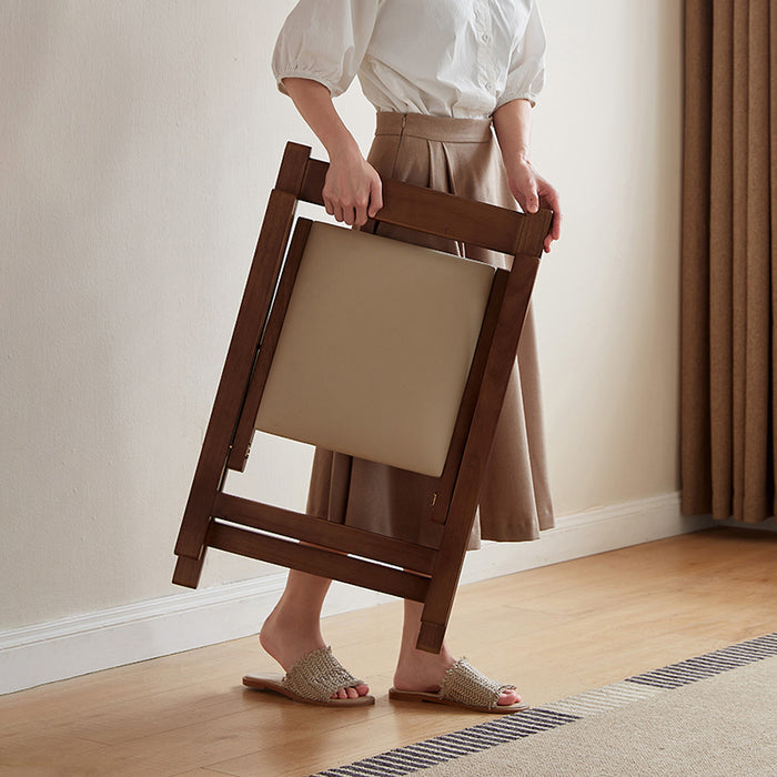 Kurt Rubberwood Foldable Dining Chair with Upholstered Seat Cushion Walnut Color