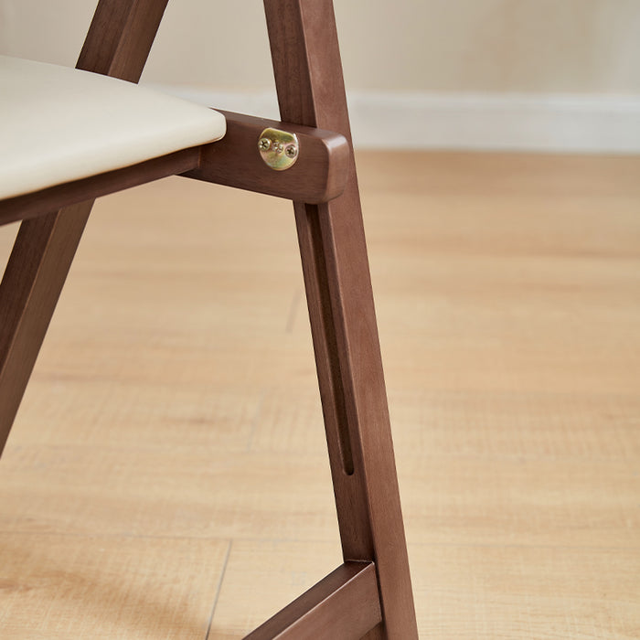 Kurt Rubberwood Foldable Dining Chair with Upholstered Seat Cushion Walnut Color