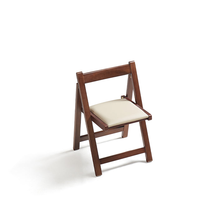 Kurt Rubberwood Foldable Dining Chair with Upholstered Seat Cushion Walnut Color