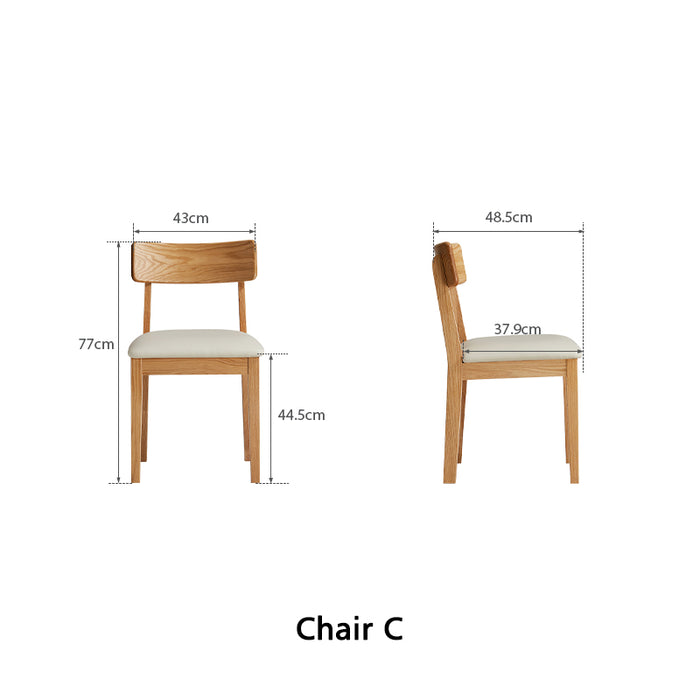 Kya Armless FAS-Graded Solid American Oak Wood Chair/Dining Chair with Upholstered Seat Cushion