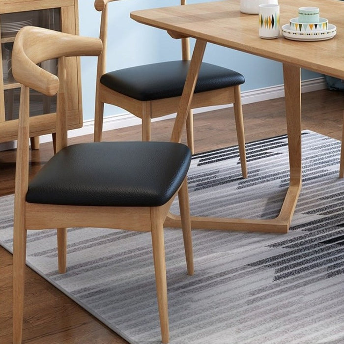 Leo Dining Chair/Solid wood legs/ PU leather/Minimalist