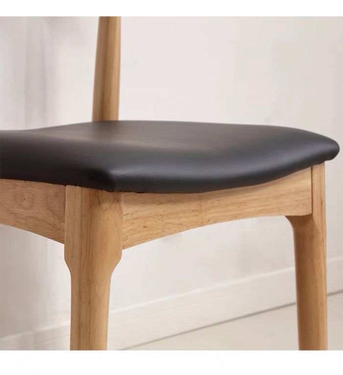 Leo Dining Chair/Solid wood legs/ PU leather/Minimalist