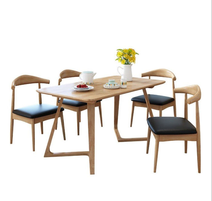 Leo Dining Chair/Solid wood legs/ PU leather/Minimalist