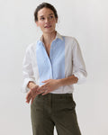 Lettie Shirt in White/Sky Small Bengal Stripe Poplin