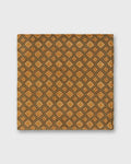 Linen Pocket Square in Brown/Orange Medallion