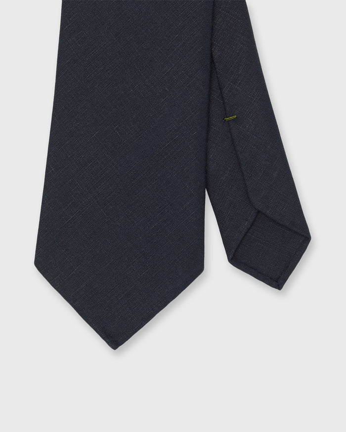 Linen Woven Tie in Dark Navy