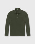 Long-Sleeved Polo in Heather Olive Pima Pique