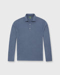 Long-Sleeved Rally Polo Sweater in Heather Blue Cotton/Cashmere