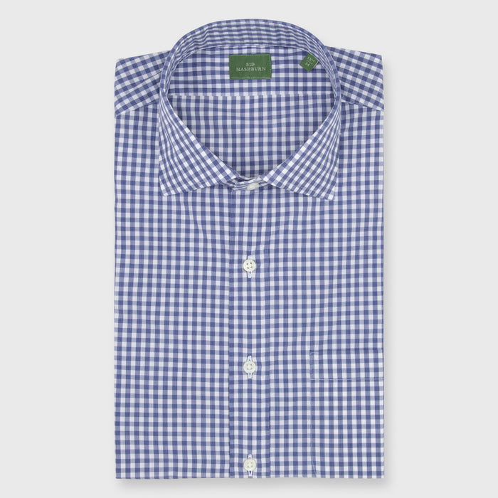 Made-to-Measure Shirt in Blue Gingham Poplin