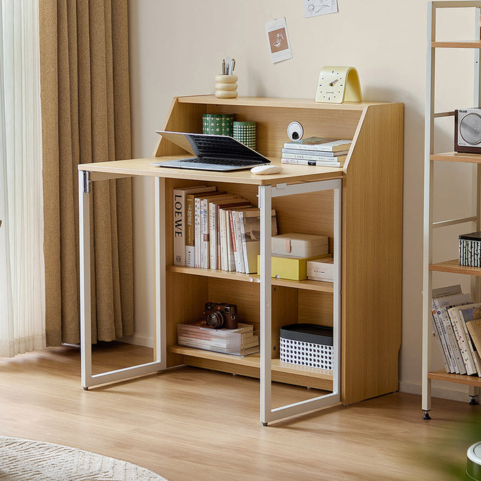 Magnus 83cm Iron Leg Folding Study Desk/Computer Table With Storage