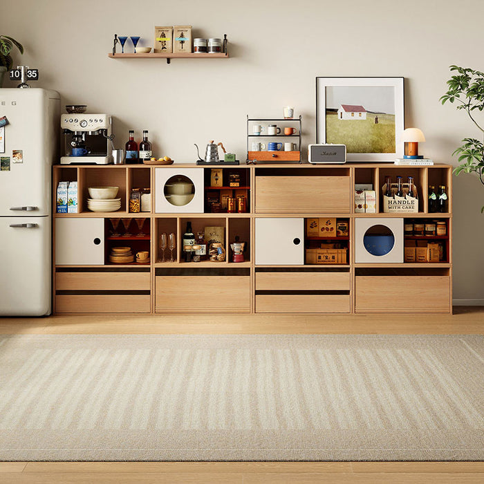 Mario Floor-standing Modular Storage Cabinet Chest Set for Home Natural Wood Color