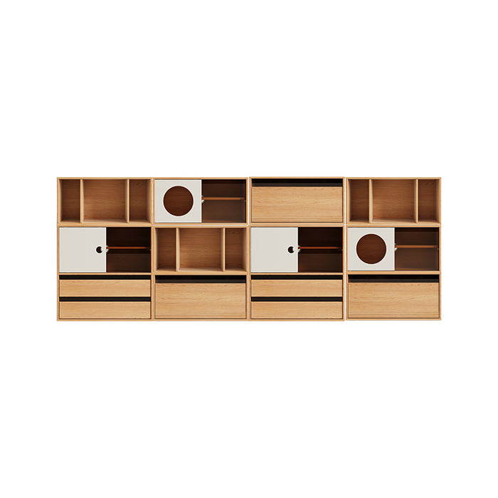 Mario Floor-standing Modular Storage Cabinet Chest Set for Home Natural Wood Color