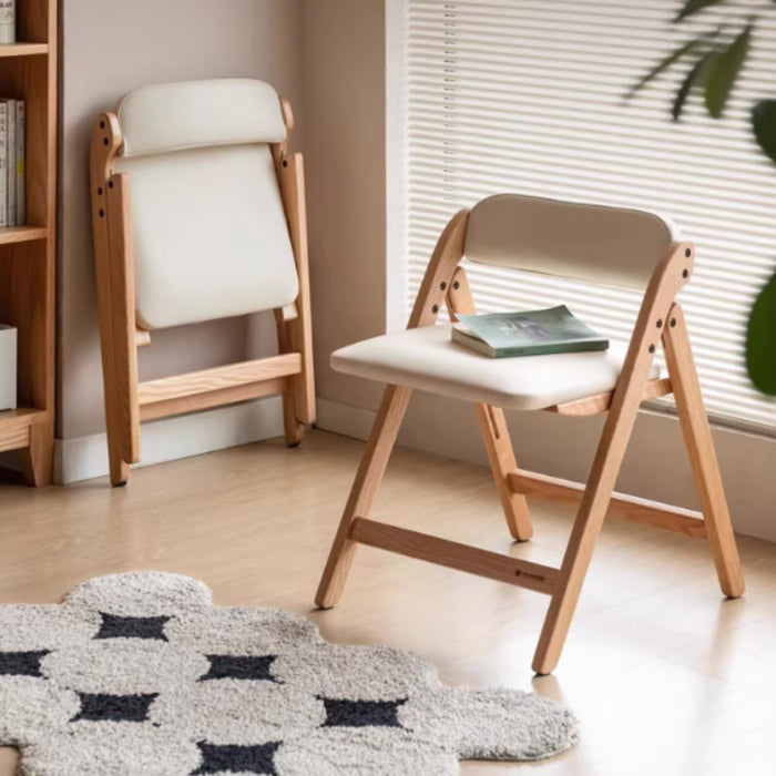 Maris FAS-Graded Solid American Oak Wood Foldable Dining Chair with Upholstered Seat Cushion Multiple Color