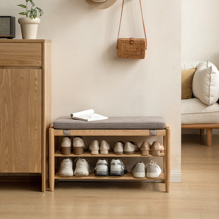 Mateo 80cm FAS-Graded Solid American Oak Wood Entryway Shoe Cabinet/Shoe Changing Stool For Home Multiple Color