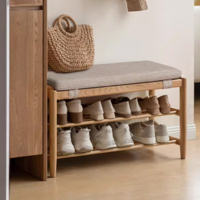 Mateo 80cm FAS-Graded Solid American Oak Wood Entryway Shoe Cabinet/Shoe Changing Stool For Home Multiple Color