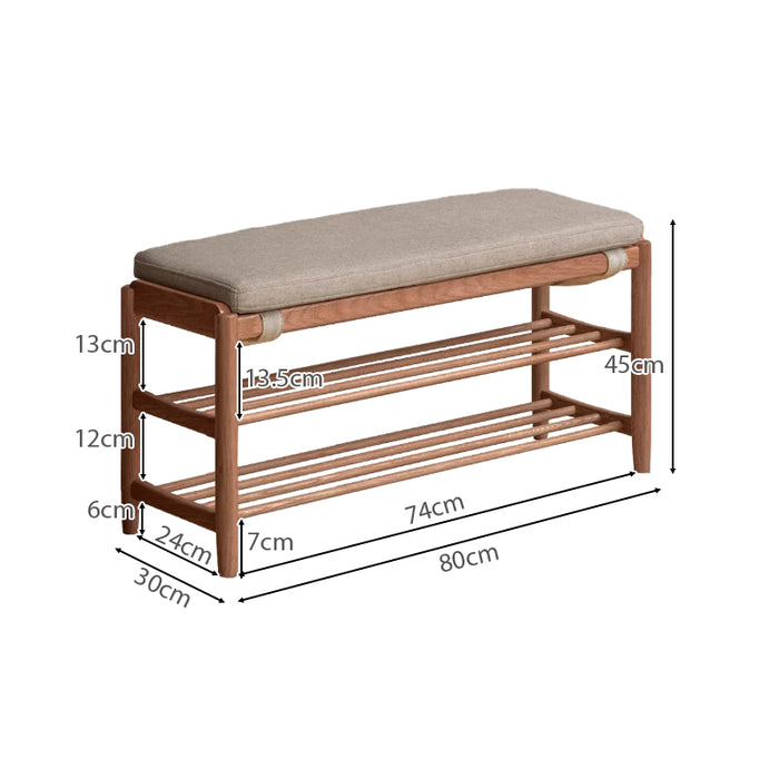 Mateo 80cm FAS-Graded Solid American Oak Wood Entryway Shoe Cabinet/Shoe Changing Stool For Home Multiple Color