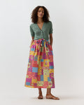 Mathilde Maxi Skirt in Multi Divali Patch Rustic Poplin