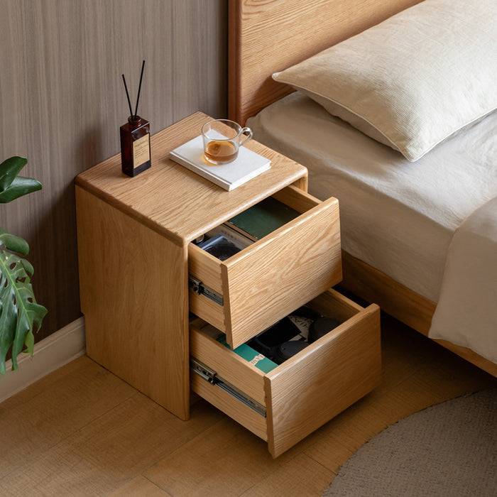 Matthew FAS-Graded Solid American Oak Wood Side Table with Drawer