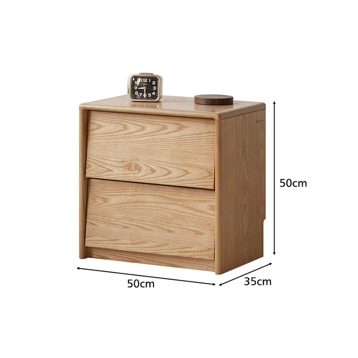 Matthew FAS-Graded Solid American Oak Wood Side Table with Drawer