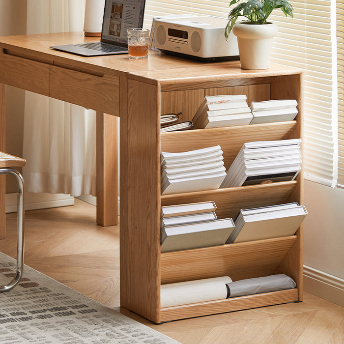 Millicent 55cm FAS-Graded Solid American Oak Wood Classic Design Bookcase Display Shelf & Storage Natural Wood