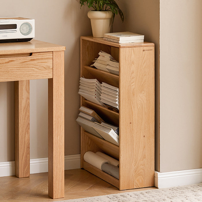 Millicent 55cm FAS-Graded Solid American Oak Wood Classic Design Bookcase Display Shelf & Storage Natural Wood