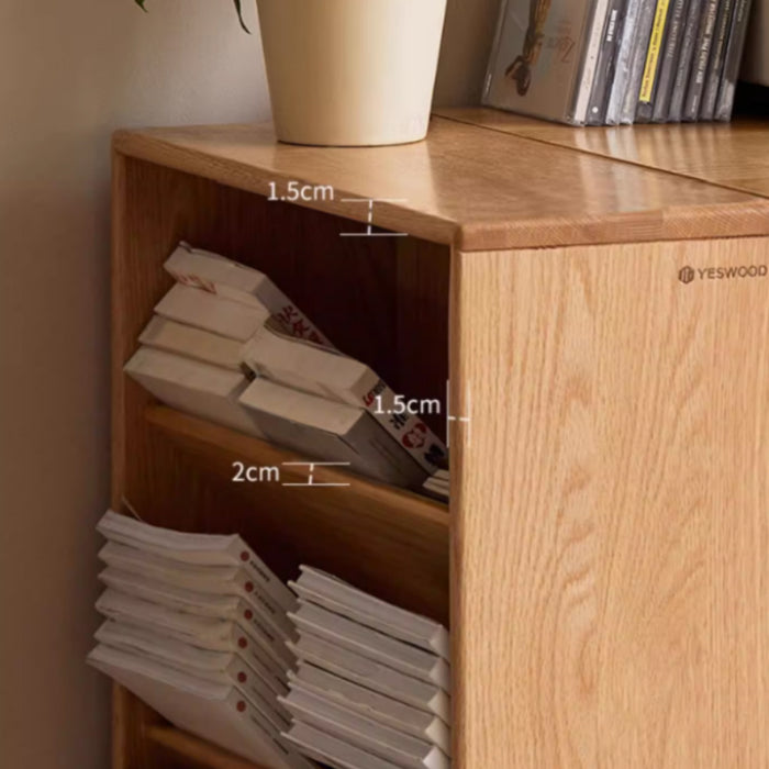 Millicent 55cm FAS-Graded Solid American Oak Wood Classic Design Bookcase Display Shelf & Storage Natural Wood