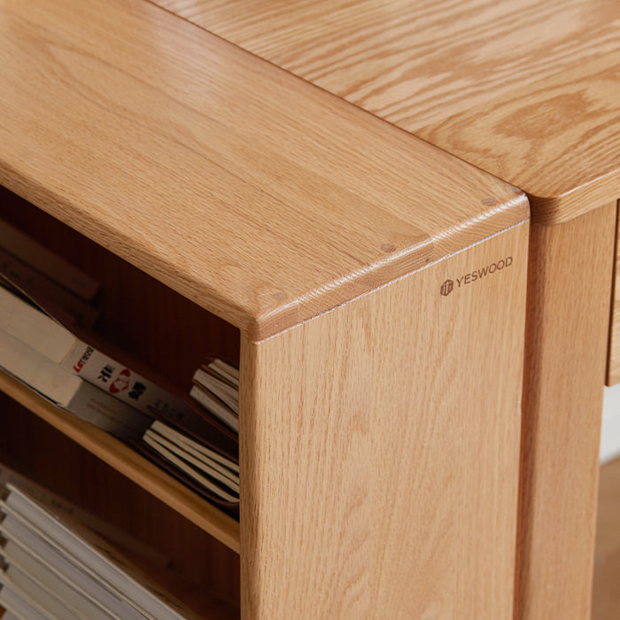 Millicent 55cm FAS-Graded Solid American Oak Wood Classic Design Bookcase Display Shelf & Storage Natural Wood