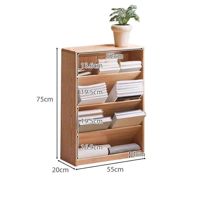 Millicent 55cm FAS-Graded Solid American Oak Wood Classic Design Bookcase Display Shelf & Storage Natural Wood