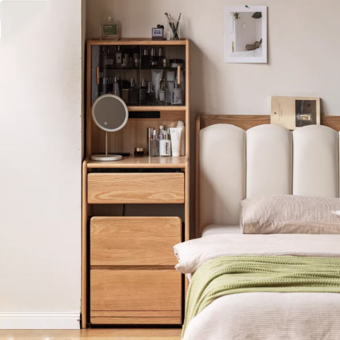 Milton 50cm Rubberwood Dressing Table Bedside Tables 2-in-1 Set With Stool/Drawer