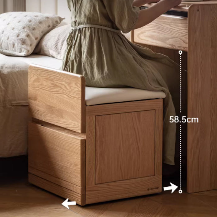 Milton 50cm Rubberwood Dressing Table Bedside Tables 2-in-1 Set With Stool/Drawer