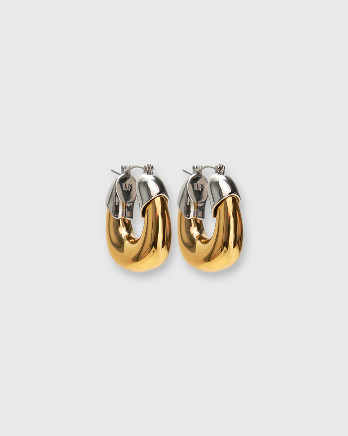 Mini Organic Hoop Earrings in Mix Metal