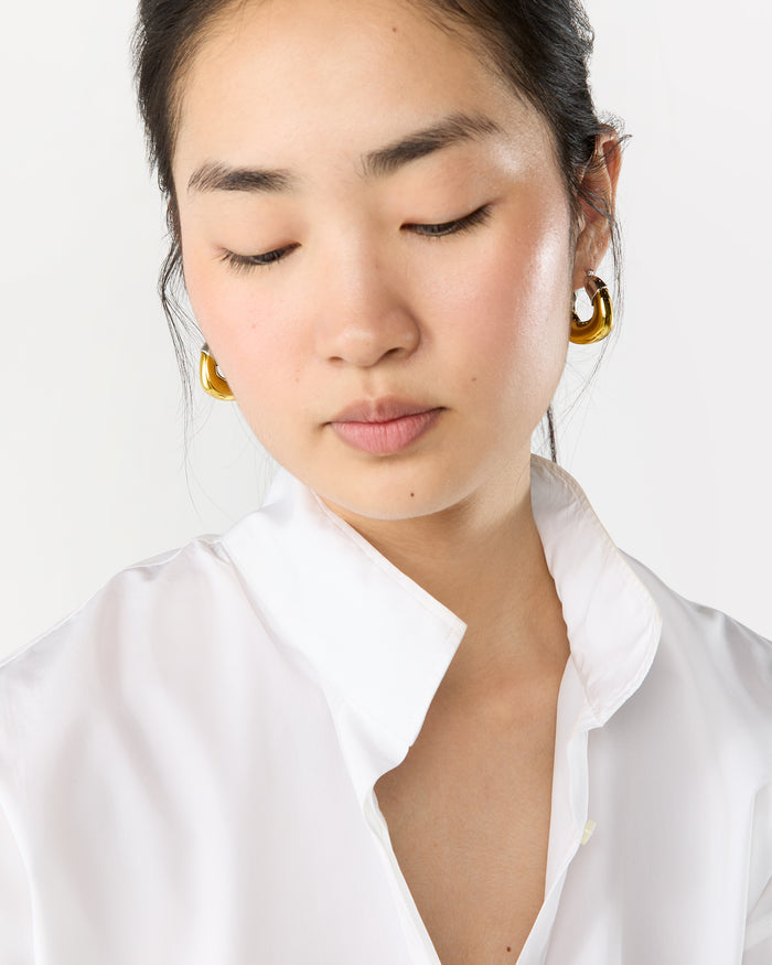 Mini Organic Hoop Earrings in Mix Metal
