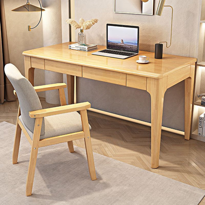 Mitch Solid Wood Study Desk /Rubberwood/Minimal Assembly/Natural Wood Colour