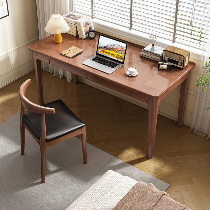 Mitch Solid Wood Study Desk /Rubberwood/Minimal Assembly/Walnut
