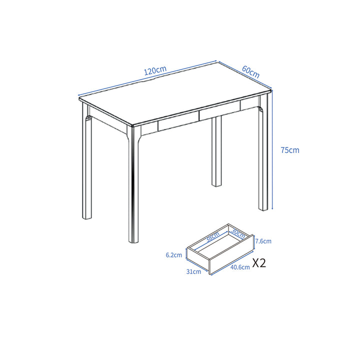 Mitch Solid Wood Study Desk /Rubberwood/Minimal Assembly/Walnut