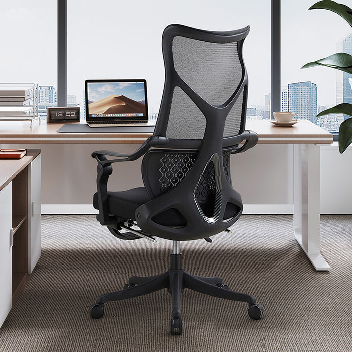 Moses Adjustable Height Office Chair with Lumbar Support and Caster Wheels Black Color