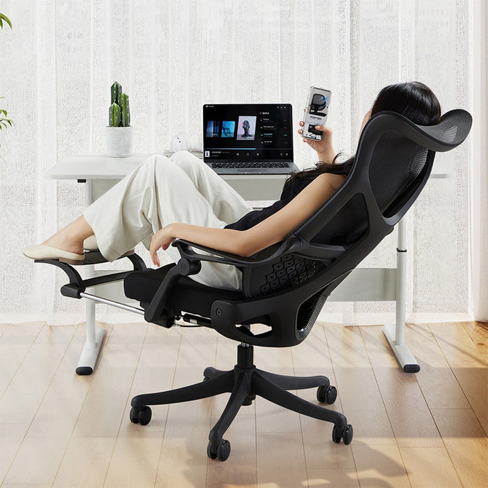 Moses Adjustable Height Office Chair with Lumbar Support and Caster Wheels Black Color