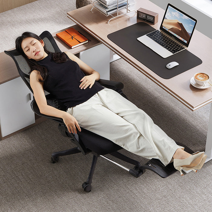 Moses Adjustable Height Office Chair with Lumbar Support and Caster Wheels Black Color