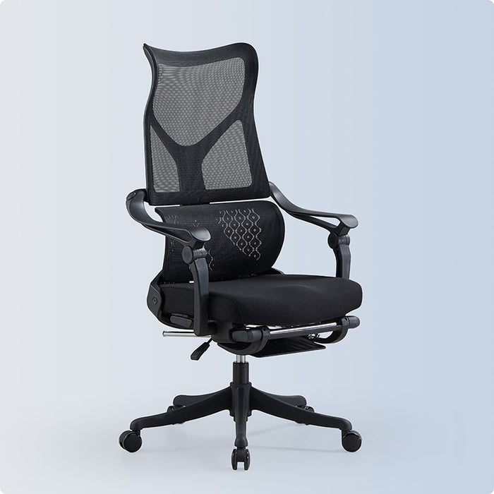 Moses Adjustable Height Office Chair with Lumbar Support and Caster Wheels Black Color