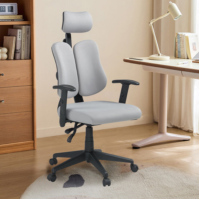 Myra Adjustable Height Office Chair with Headrest/Caster Wheels Grey & Black Color