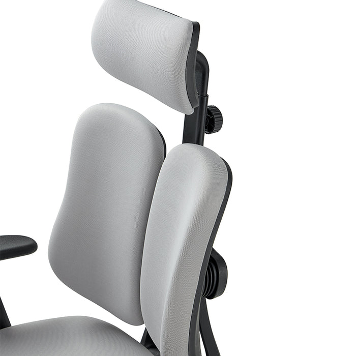 Myra Adjustable Height Office Chair with Headrest/Caster Wheels Grey & Black Color