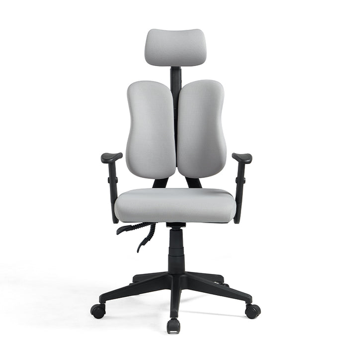 Myra Adjustable Height Office Chair with Headrest/Caster Wheels Grey & Black Color