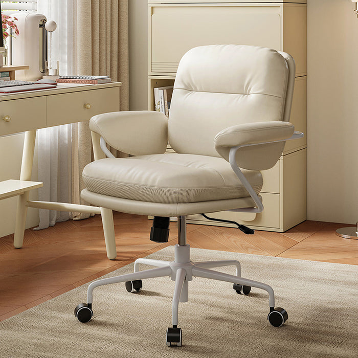 Nadine Height Adjustable Office Chair/Computer Chair with Armrests Scratch-Resistant Fabric White Color