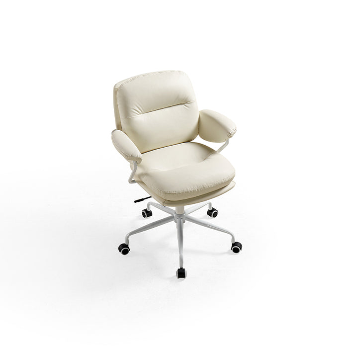 Nadine Height Adjustable Office Chair/Computer Chair with Armrests Scratch-Resistant Fabric White Color