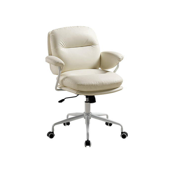 Nadine Height Adjustable Office Chair/Computer Chair with Armrests Scratch-Resistant Fabric White Color